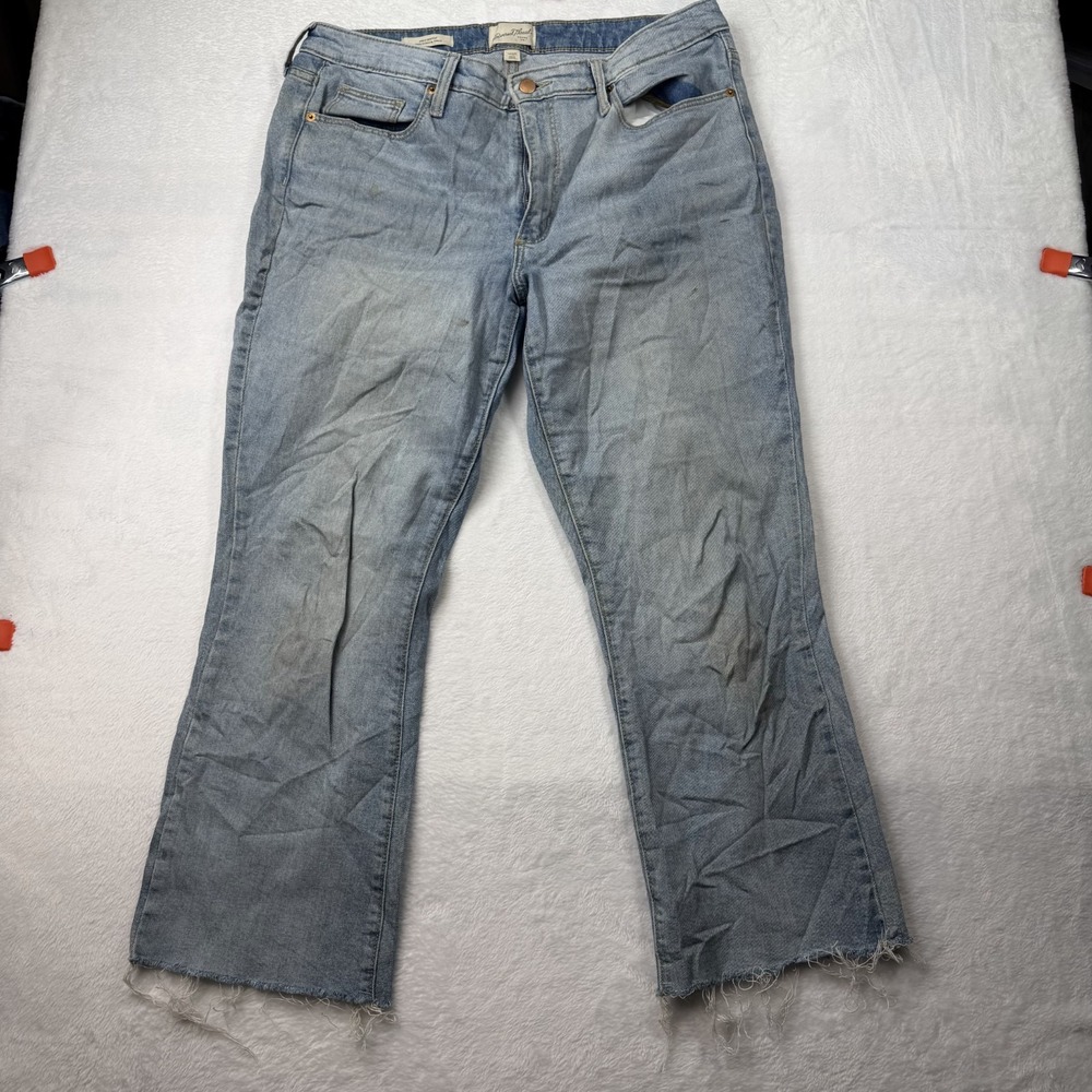 Universal Thread Ankle Bootcut Jeans Women's Blue Denim Frayed Zip Fly - 14/32